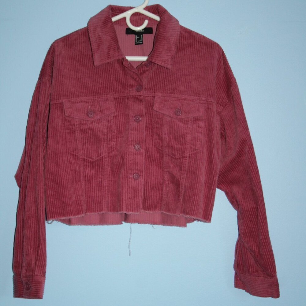 Forever 21 Cropped Women's Wide Rail Corduroy 100% Cottom Frayed Hem Size M